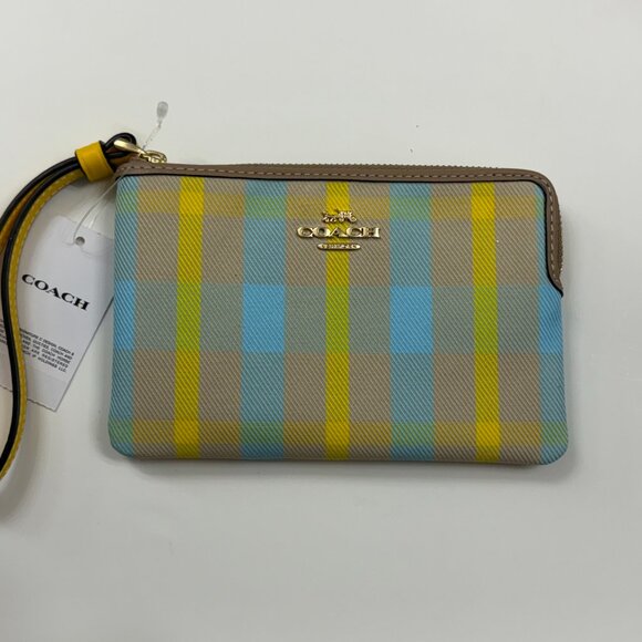 Coach Corner Zip Wristlet Bag In Bright Maize Multi Color Print- Designer - NWT - Picture 8 of 11